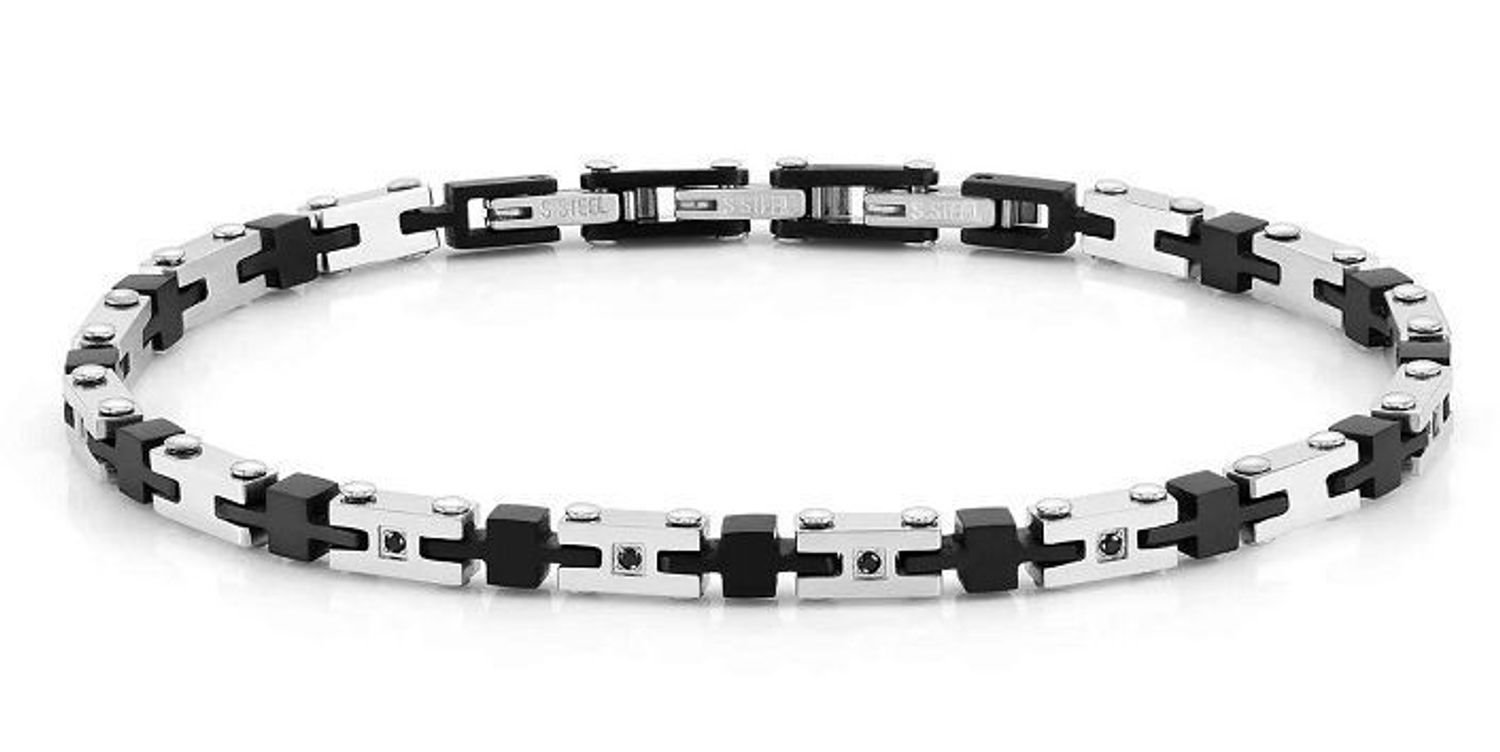 Bransoletka Nomination Italy Strong Diamenty, srebrno-czarna 028316 030. Męska bransoletka Nomination Italy wykonana z najwyższe (2).jpg